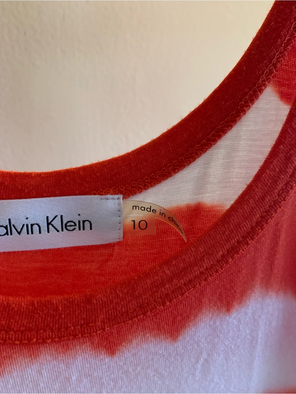 🍊CK Calvin Klein Maxi Dress Sundress Orange & White Striped Tie Dye Style - Picture 4 of 8